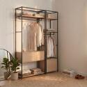 Lot de 2 portants vêtements en bois et métal 160x200cm - rangements fermés