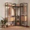 Lot de 2 portants vêtements en bois et métal en angle 220x200cm - rangements fermés