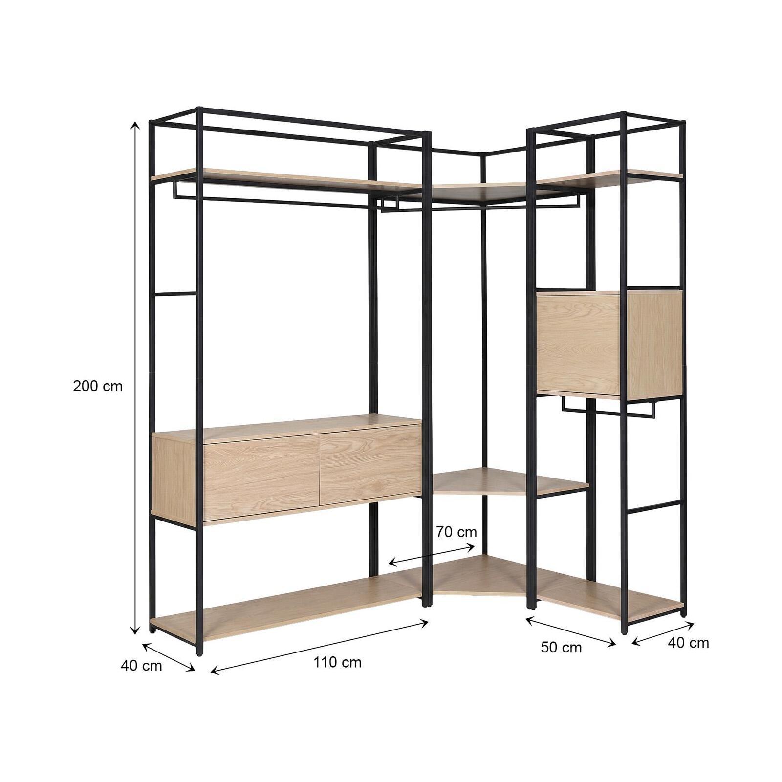 Lot de 2 portants vêtements en bois et métal en angle 220x200cm - rangements fermés