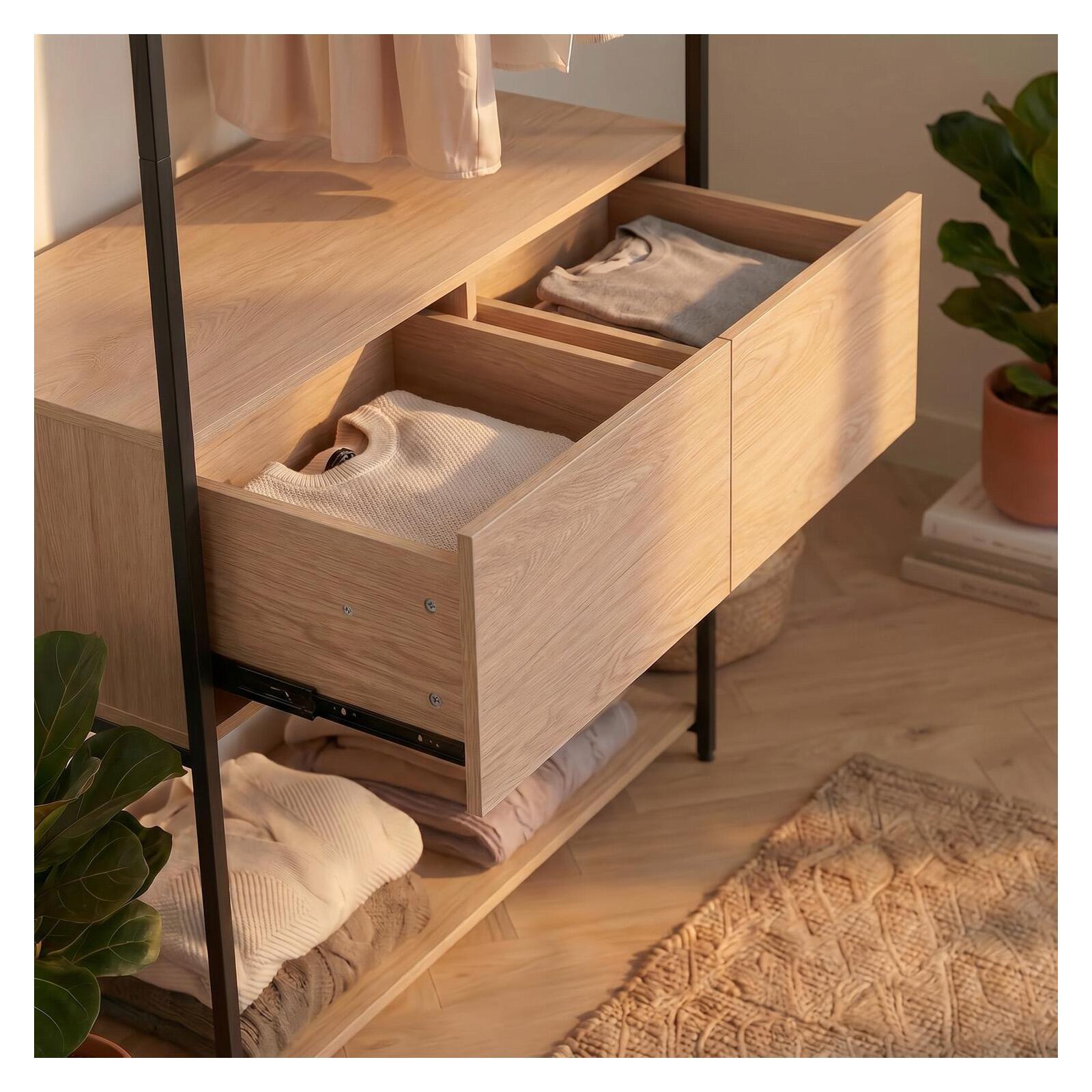 Lot de 3 portants vêtements en bois et métal en angle 220x200cm - rangements fermés