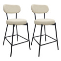 Lot de chaises d'îlot et bar en métal et assise en tissu velours côtelé H65cm