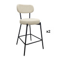 Lot de chaises d'îlot et bar en métal et assise en tissu velours côtelé H65cm