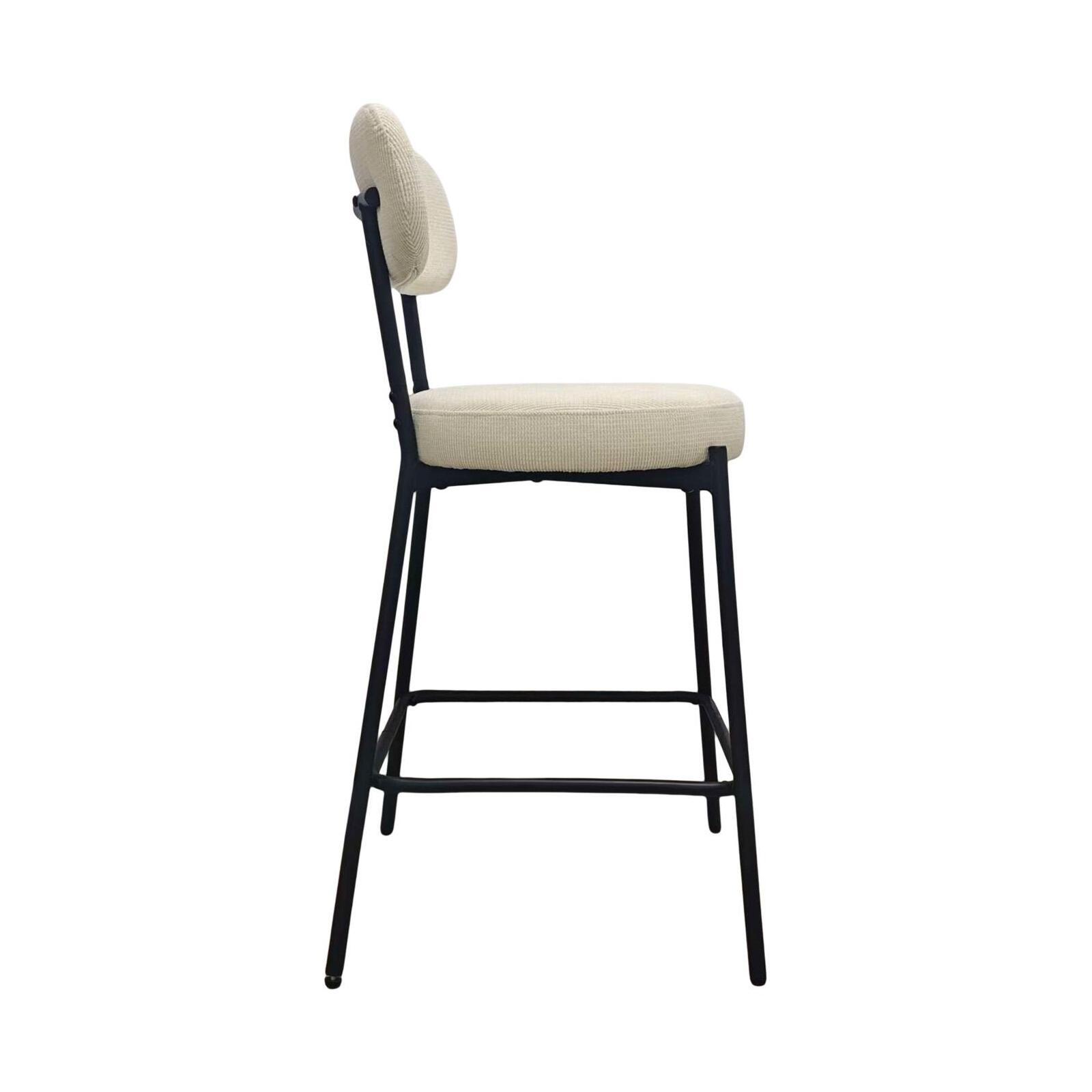 Lot de chaises d'îlot et bar en métal et assise en tissu velours côtelé H65cm