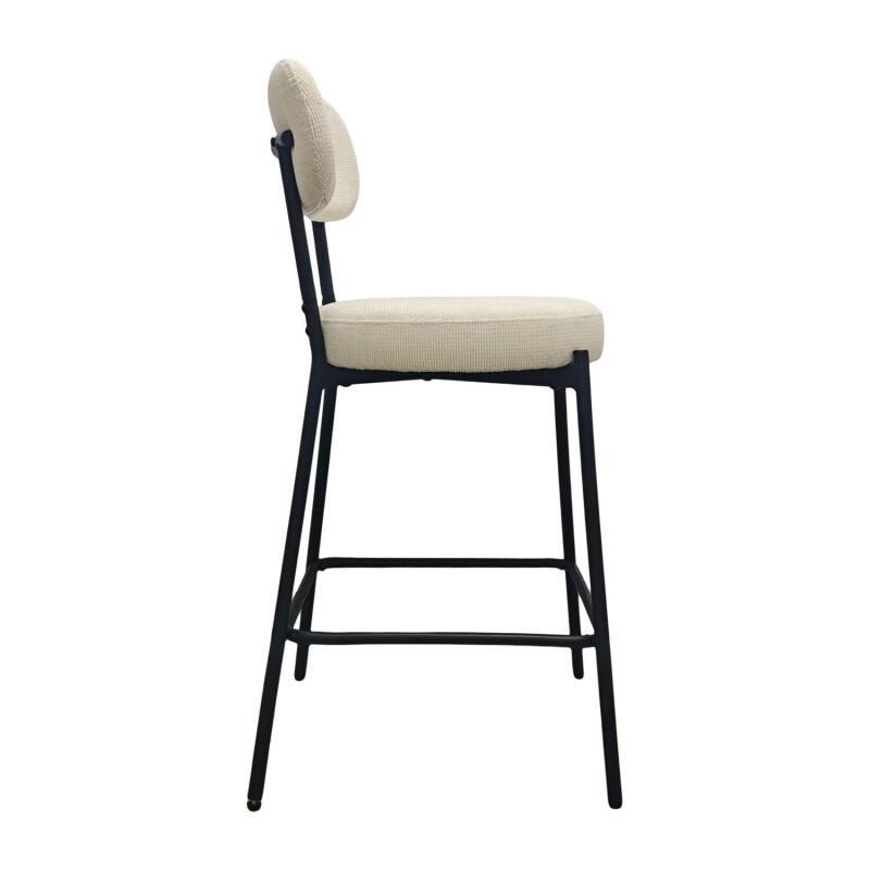Lot de chaises d'îlot et bar en métal et assise en tissu velours côtelé H65cm