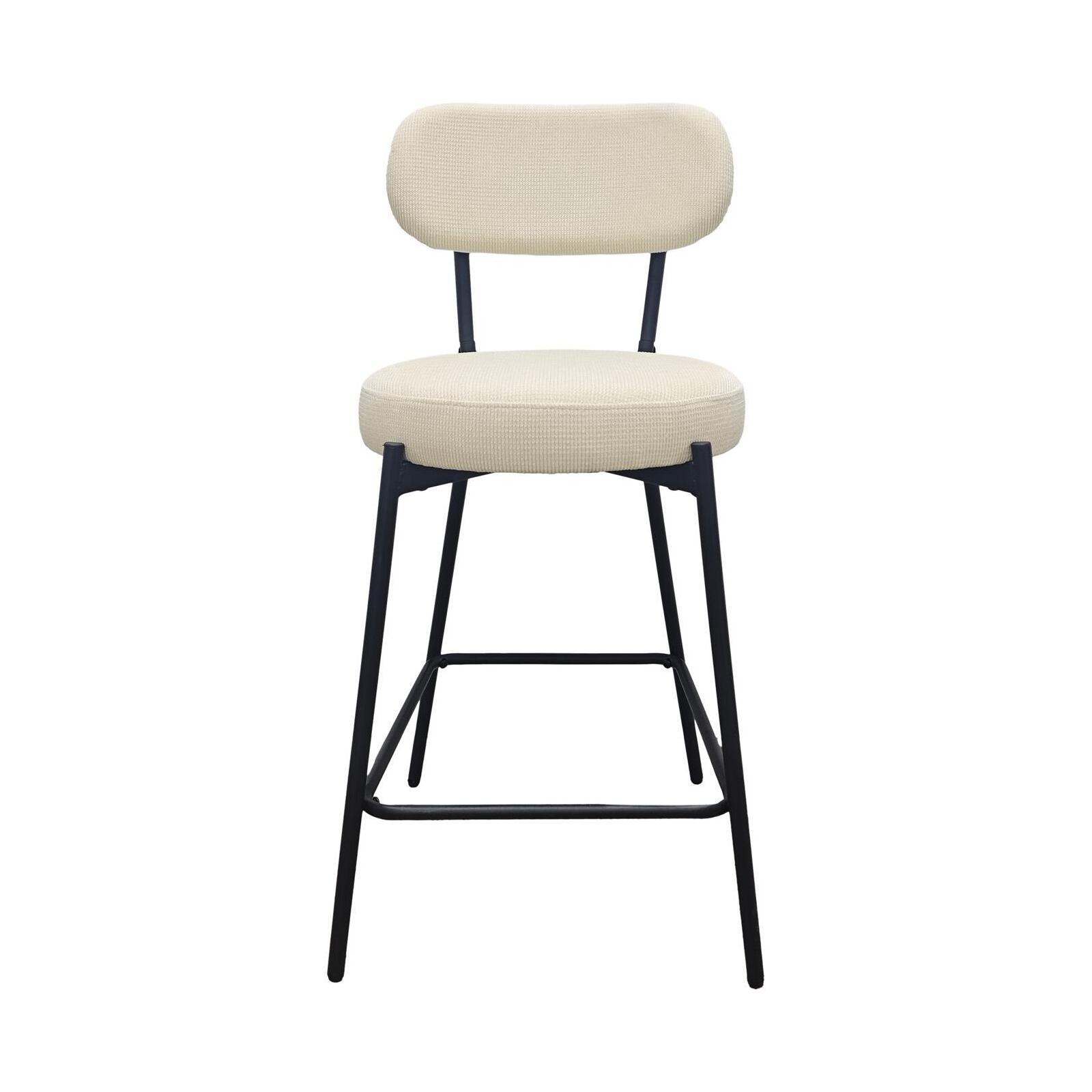 Lot de chaises d'îlot et bar en métal et assise en tissu velours côtelé H65cm