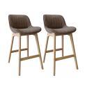 Lot de tabourets de bar en chêne et assise tissu velours côtelé H75cm