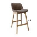 Lot de tabourets de bar en chêne et assise tissu velours côtelé H75cm