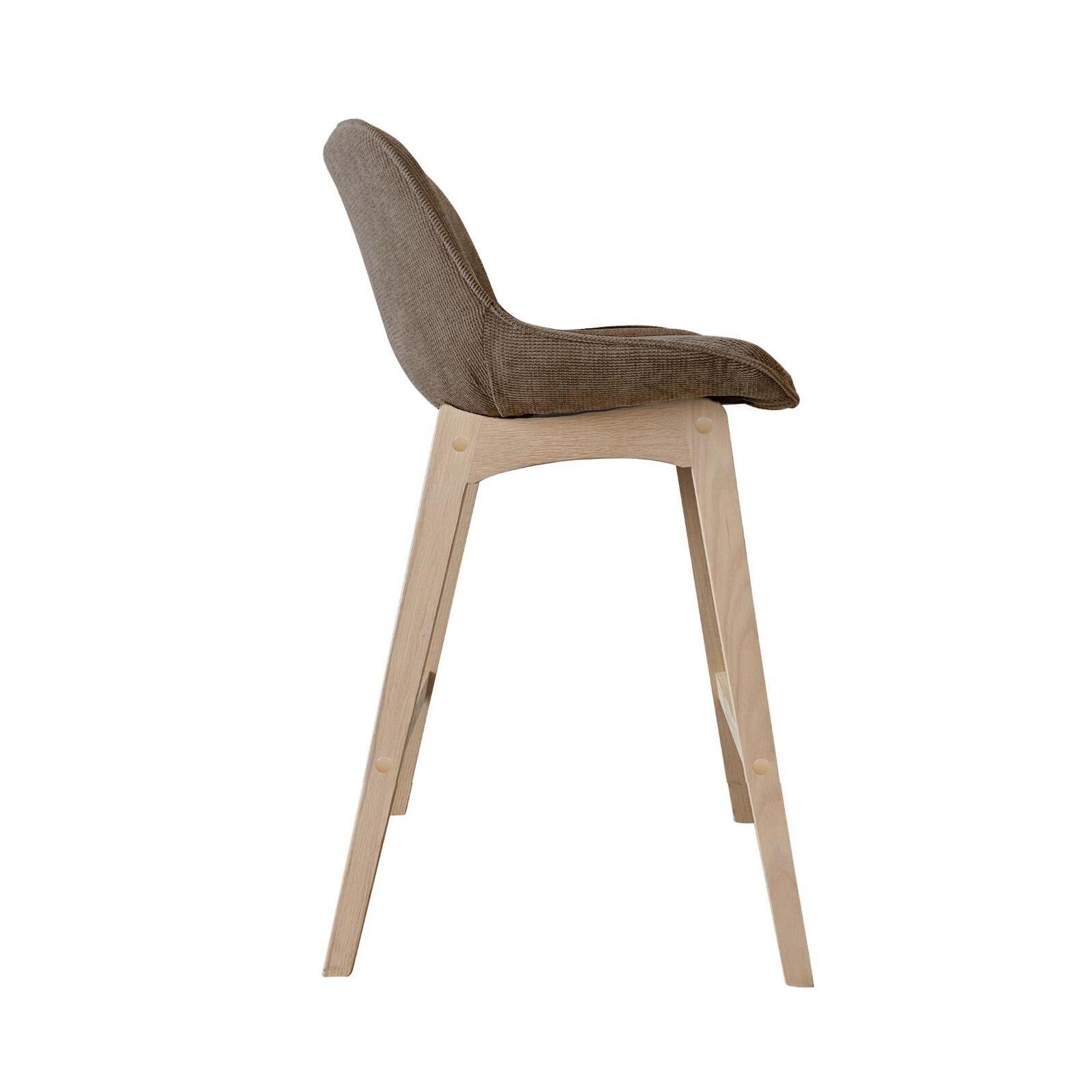 Lot de tabourets de bar en chêne et assise tissu velours côtelé H75cm