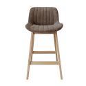 Lot de tabourets de bar en chêne et assise tissu velours côtelé H75cm