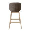 Lot de tabourets de bar en chêne et assise tissu velours côtelé H75cm