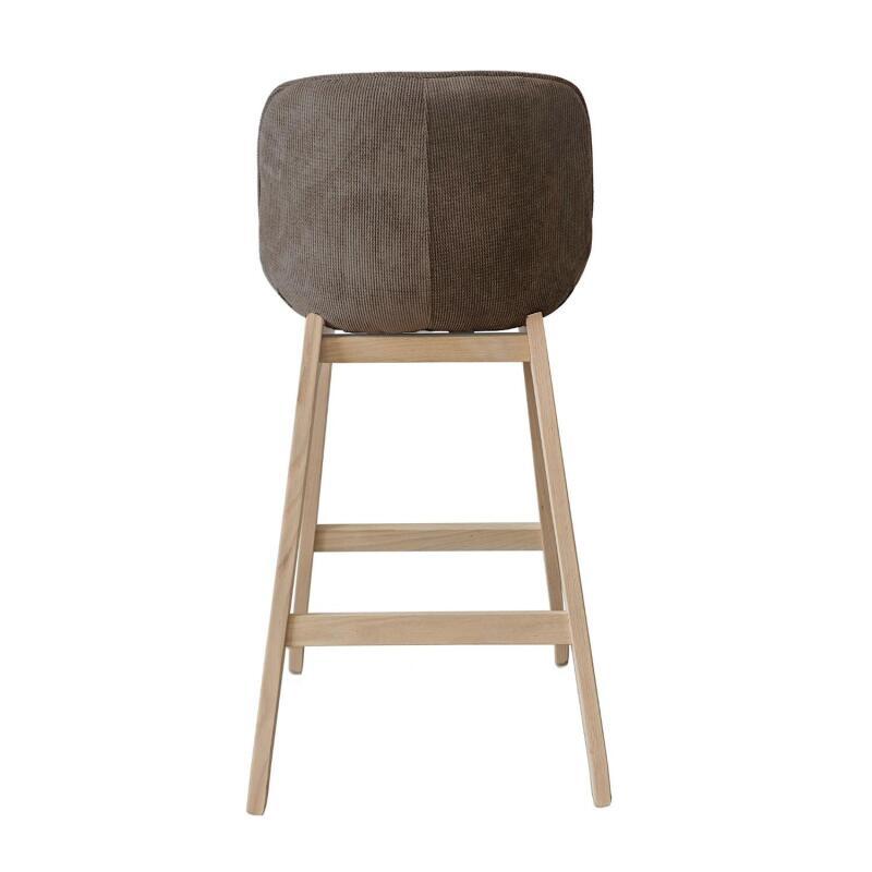 Lot de tabourets de bar en chêne et assise tissu velours côtelé H75cm