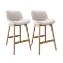 Lot de tabourets de bar en chêne et assise tissu velours côtelé H75cm