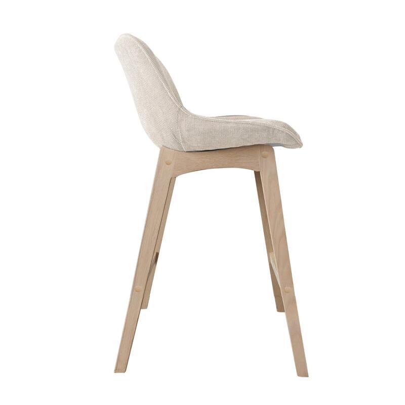 Lot de tabourets de bar en chêne et assise tissu velours côtelé H75cm
