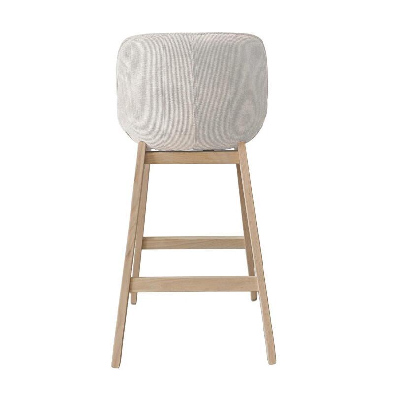 Lot de tabourets de bar en chêne et assise tissu velours côtelé H75cm