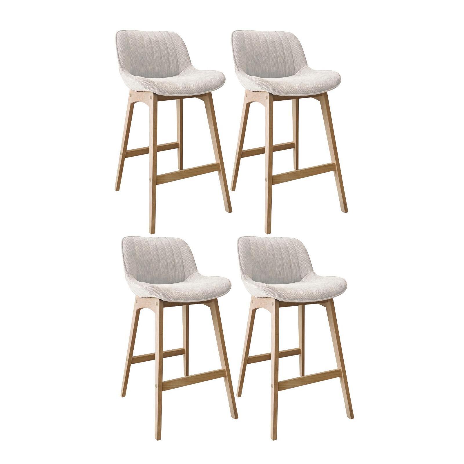 Lot de tabourets de bar en chêne et assise tissu velours côtelé H75cm