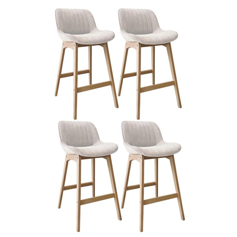 Lot de tabourets de bar en chêne et assise tissu velours côtelé H75cm