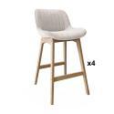 Lot de tabourets de bar en chêne et assise tissu velours côtelé H75cm