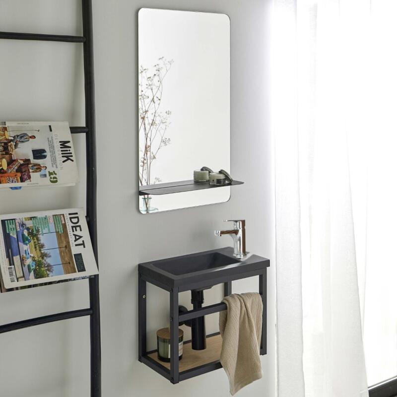 Ensemble lave-mains gain de place avec miroir tablette