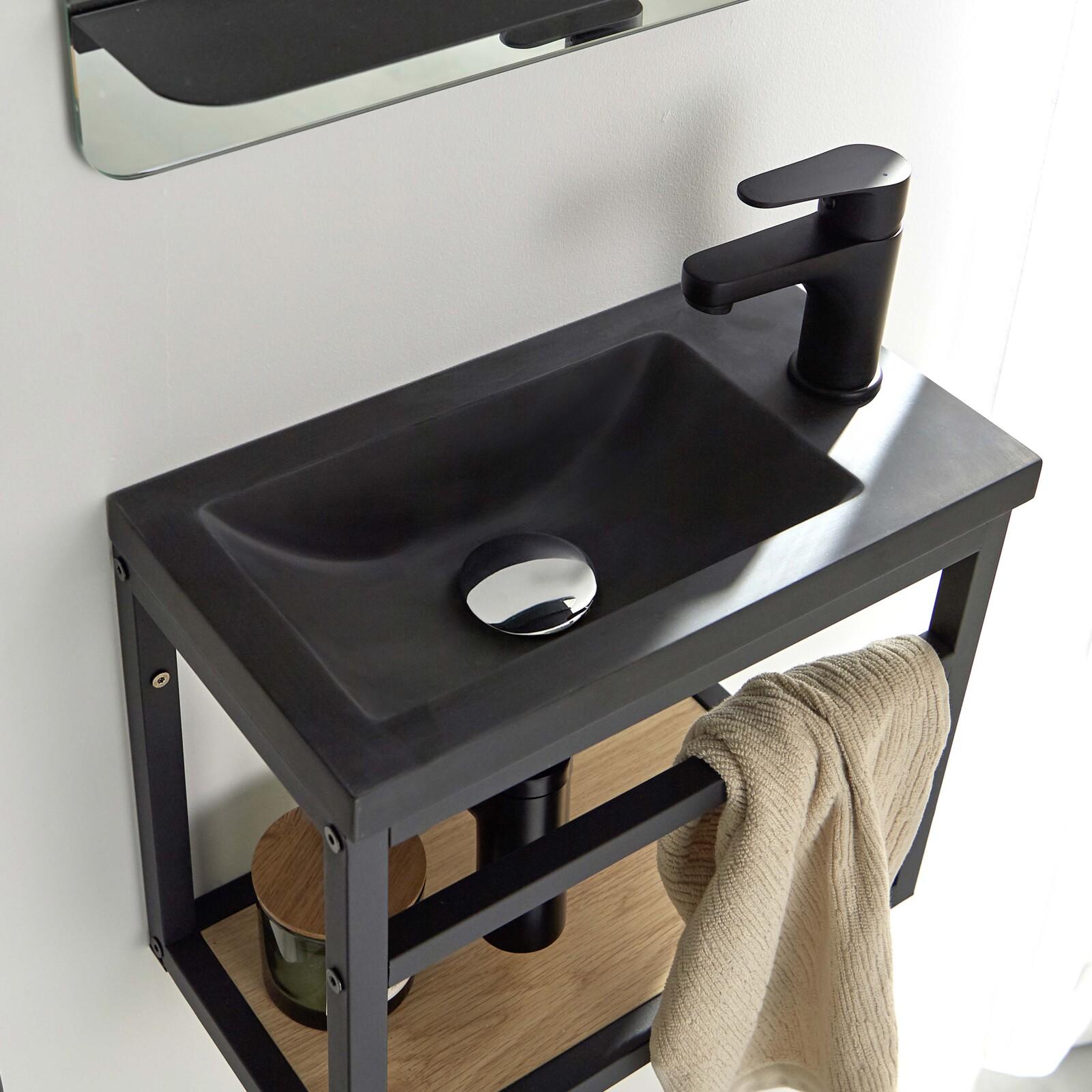 Ensemble lave-mains gain de place avec miroir tablette
