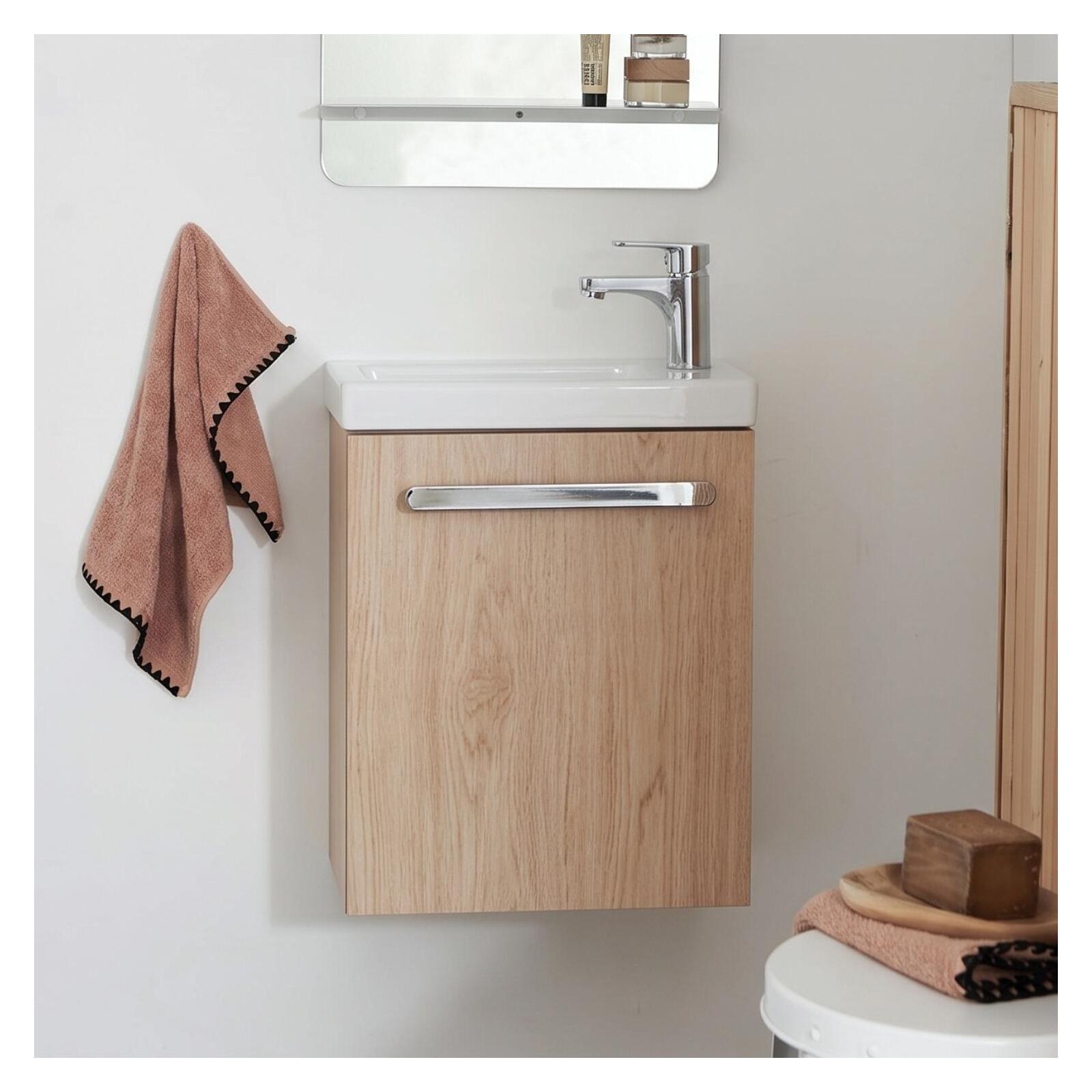 Meuble lave-mains suspendu avec poignée porte serviette