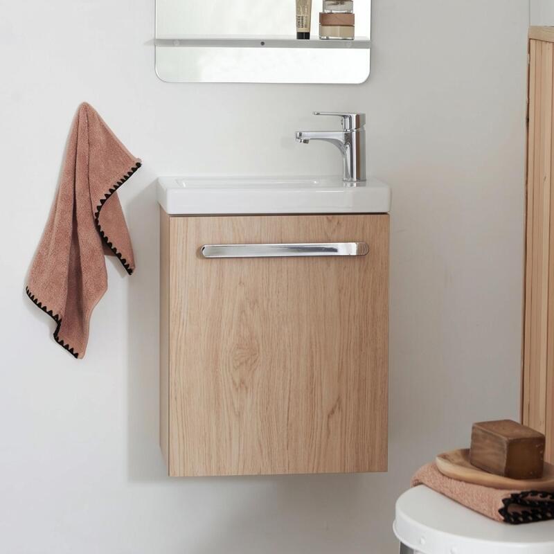 Meuble lave-mains suspendu avec poignée porte serviette