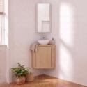 Ensemble lave-mains d'angle avec vasque, robinet et armoire de toilette