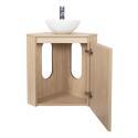 Ensemble lave-mains d'angle avec vasque, robinet et armoire de toilette