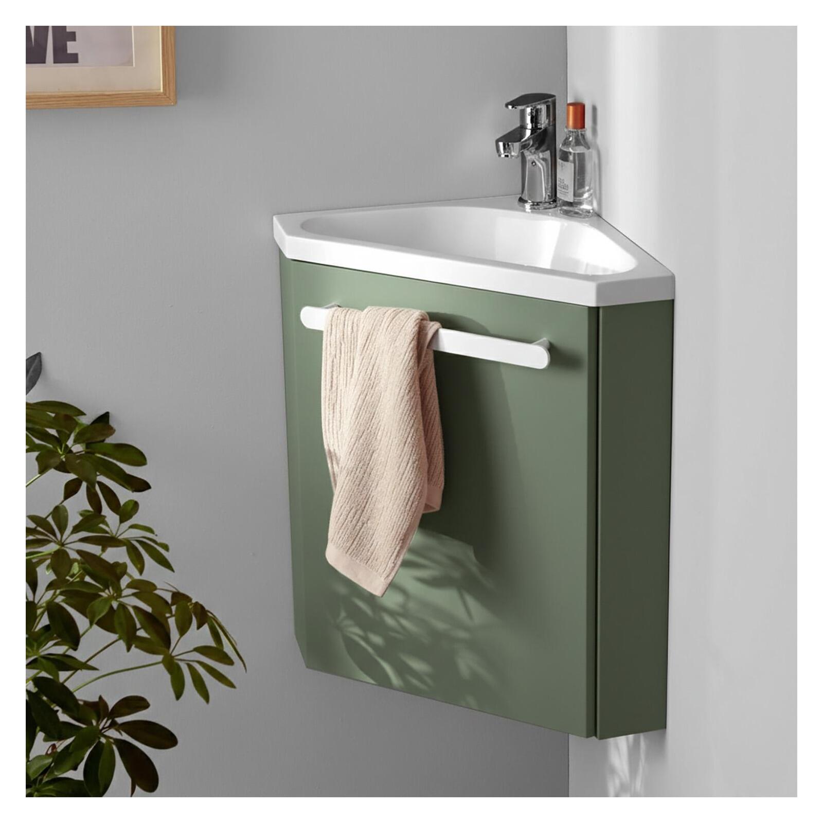 Ensemble lave-mains d'angle suspendu avec robinet chromé