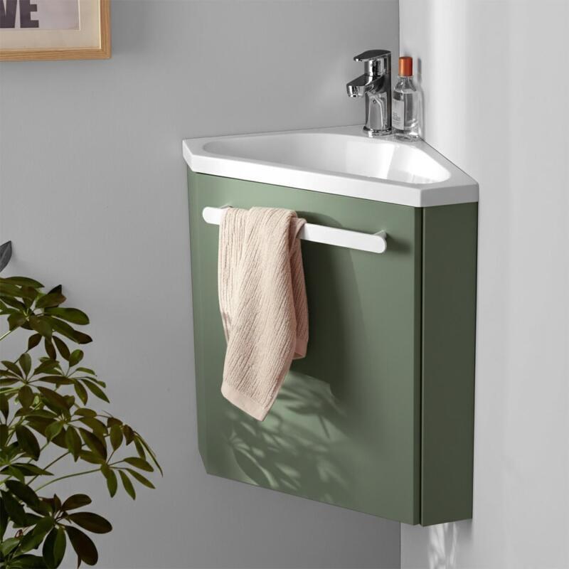Ensemble lave-mains d'angle suspendu avec robinet chromé