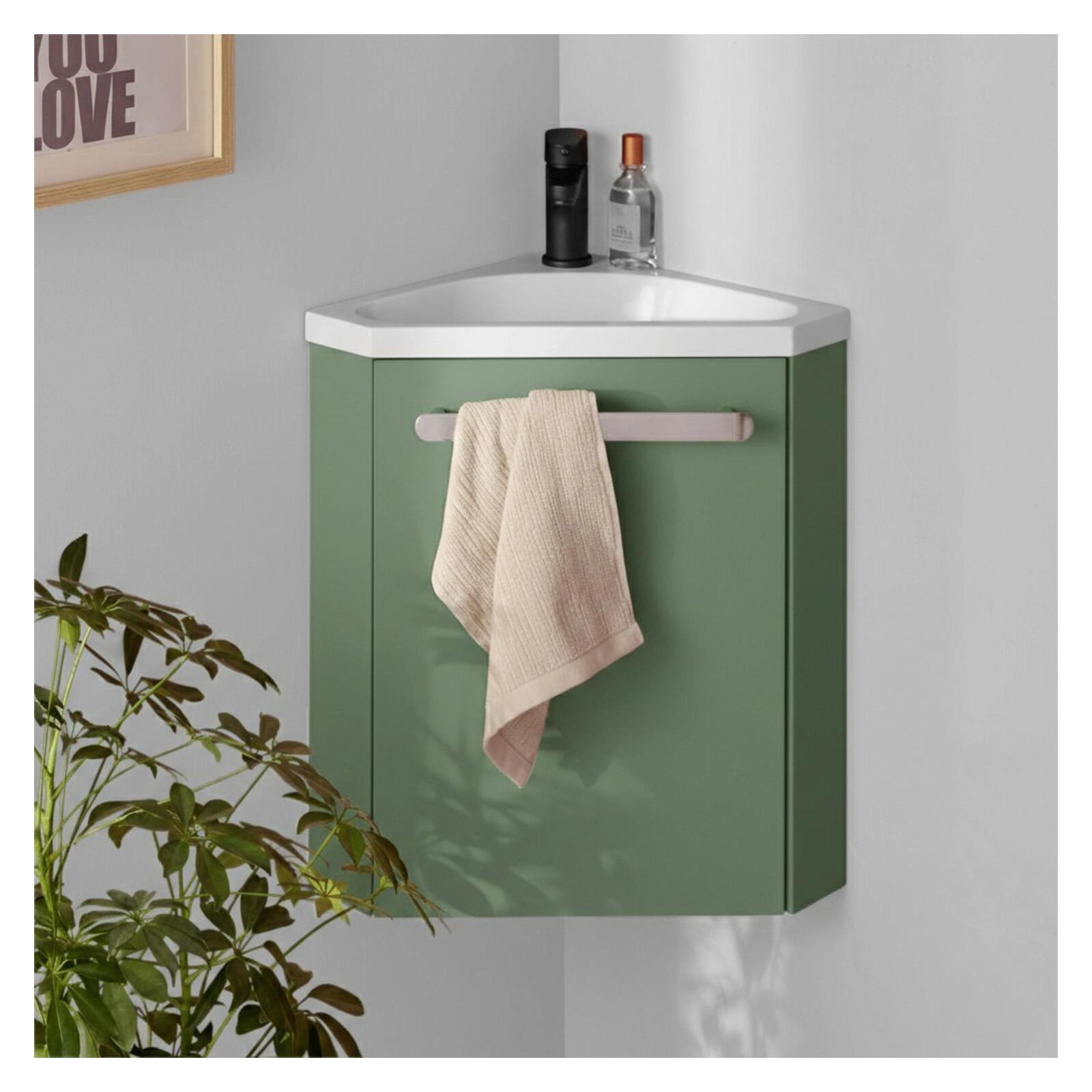 Ensemble lave-mains d'angle suspendu avec robinet noir