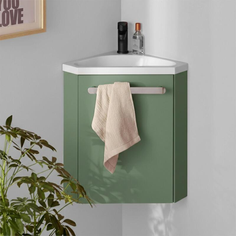 Ensemble lave-mains d'angle suspendu avec robinet noir