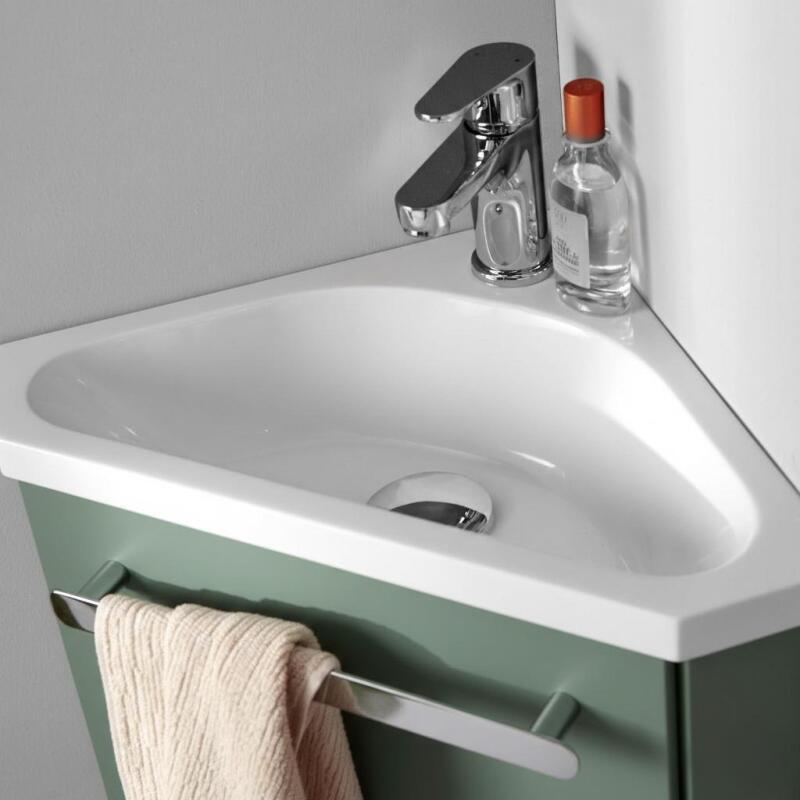 Ensemble lave-mains d'angle suspendu avec robinet noir
