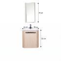 Ensemble lave-mains angle suspendu avec robinet et armoire d'angle décor chêne