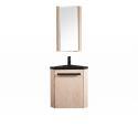 Ensemble lave-mains angle suspendu avec robinet et armoire d'angle décor chêne