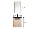 Ensemble lave-mains angle suspendu avec robinet et armoire d'angle décor chêne