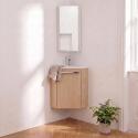 Ensemble lave-mains angle suspendu avec robinet et armoire d'angle