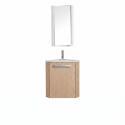 Ensemble lave-mains angle suspendu avec robinet et armoire d'angle