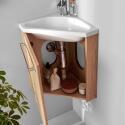 Ensemble lave-mains angle suspendu avec robinet et armoire d'angle