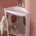 Ensemble lave-mains angle suspendu avec robinet et armoire d'angle
