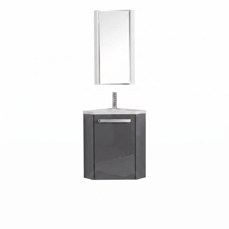 Ensemble lave-mains angle suspendu avec robinet et armoire d'angle