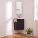 Ensemble lave-mains angle suspendu avec robinet et armoire d'angle