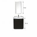 Ensemble lave-mains angle suspendu avec robinet et armoire d'angle