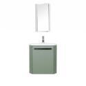 Ensemble lave-mains angle suspendu avec robinet et armoire d'angle