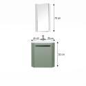 Ensemble lave-mains angle suspendu avec robinet et armoire d'angle