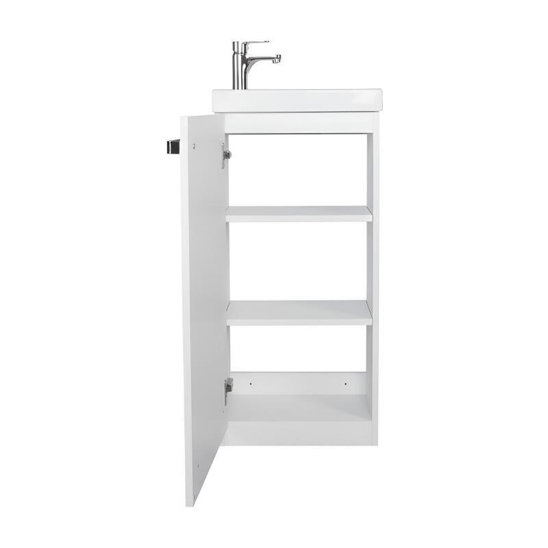 Ensemble lave-mains sur pieds décor chêne avec robinet chromé