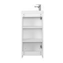 Ensemble lave-mains sur pieds décor chêne avec robinet chromé