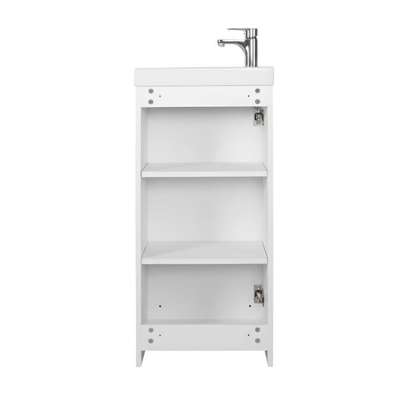 Ensemble lave-mains sur pieds décor chêne avec robinet chromé