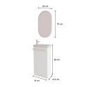 Ensemble lave-mains sur pieds décor chêne avec robinet et miroir