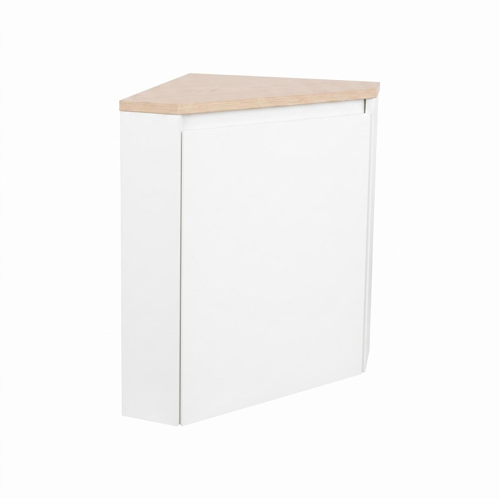 Meuble lave-mains d'angle décor chêne 52x38cm - sans vasque