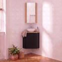 Meuble lave-mains d'angle décor chêne 52x38cm - sans vasque